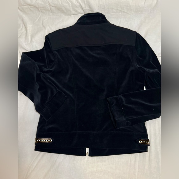 St John Sport Black Velour Jacket w/Beaded Accent Small - Picture 5 of 6